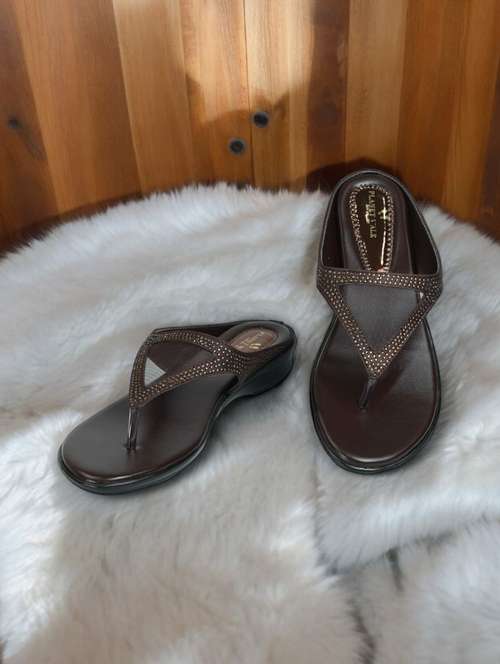 brown synthetic slip on sandals - 21500442 - Very Small Image - 1