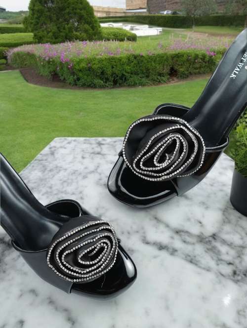 black synthetic slip on sandals - 21500454 - Very Small Image - 1