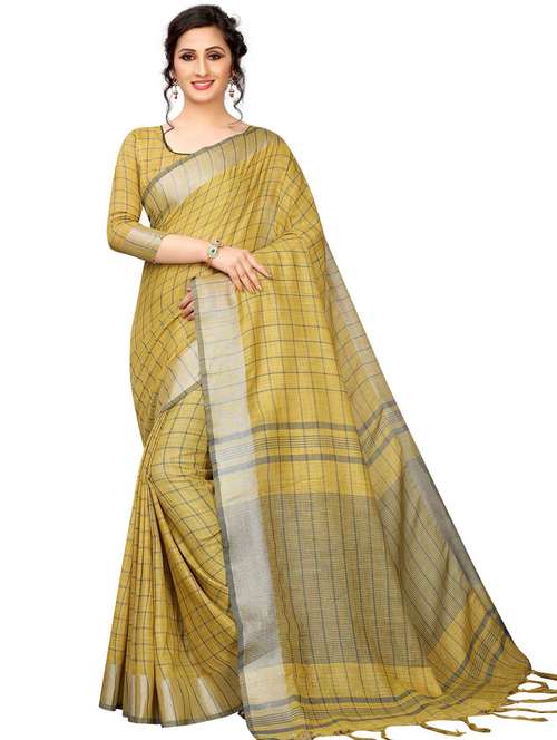 women checkered handloom saree with blouse - 21504630 - Very Small Image - 1