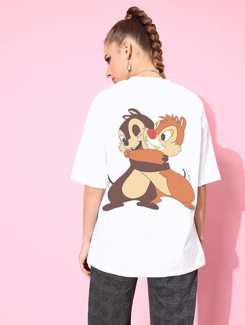 women white cotton blend oversized t-shirt - 21505101 - Zoom Image - 2