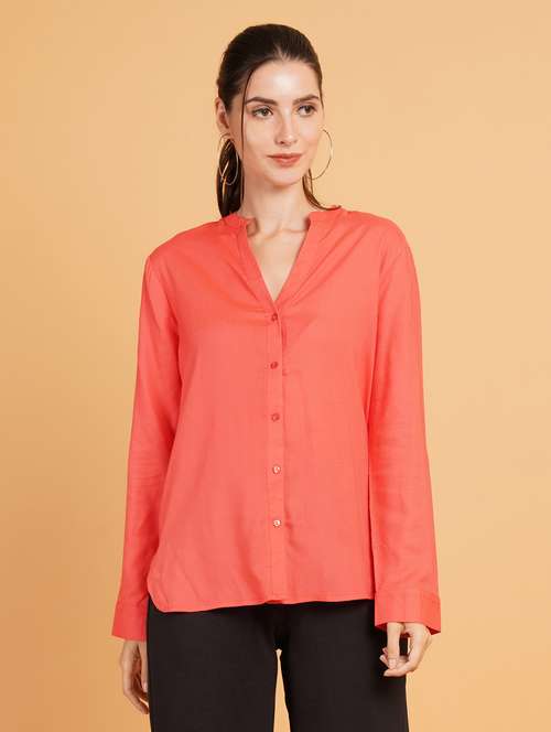 women orange cotton regular shirt - 21507495 - Very Small Image - 1