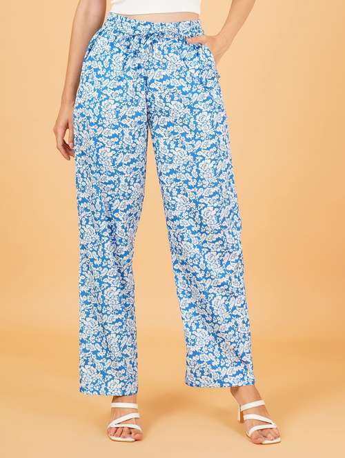 women blue viscose palazzo - 21507616 - Very Small Image - 1