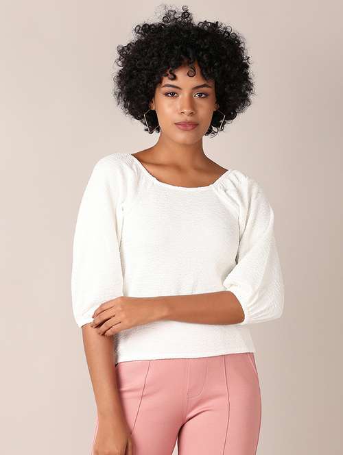 women white solid round neck top - 21510085 - Very Small Image - 1