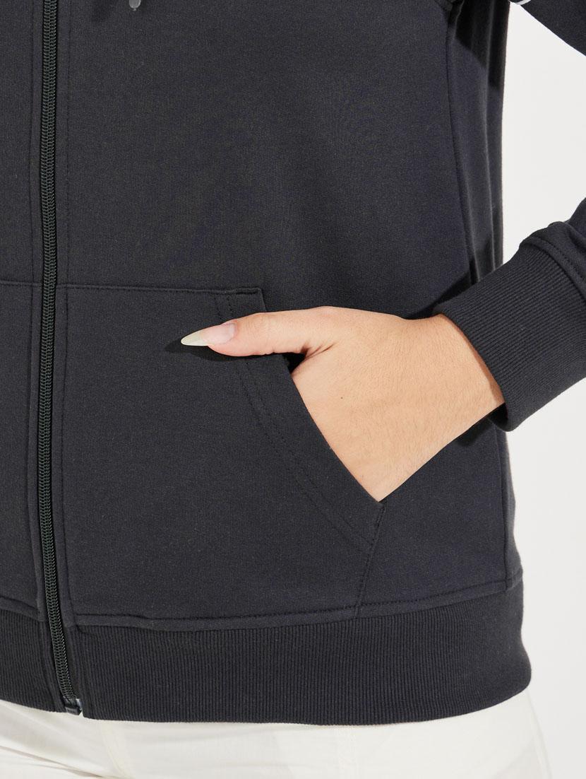 women black solid long sleeve sweatshirt - 21510639 - Standard Image - 4