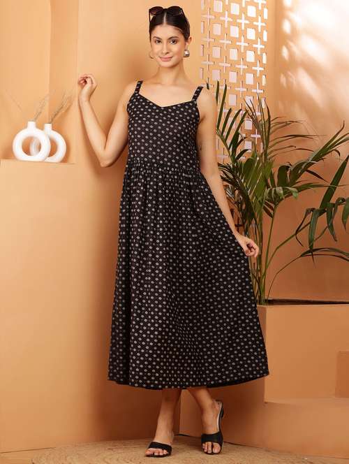 women printed sleeveless a-line dress - 21512102 - Very Small Image - 1