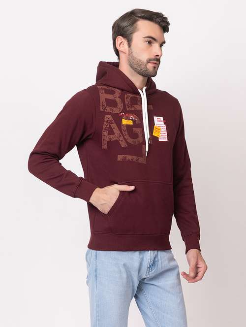 men maroon cotton placement print sweatshirt - 21515318 - Very Small Image - 1