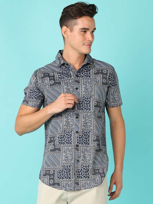 men short sleeves printed casual shirt - 21519364 - Very Small Image - 1