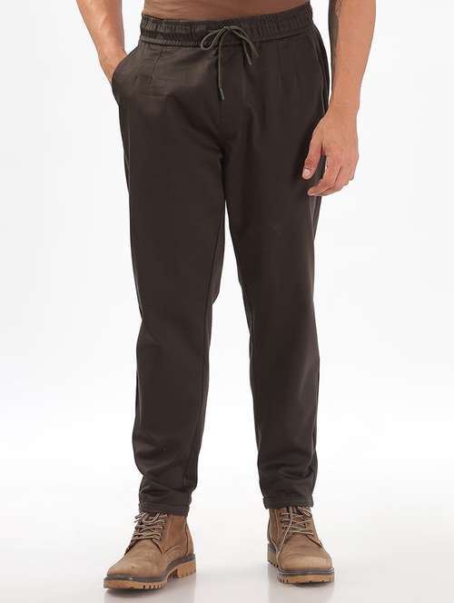 men solids high rise casual trousers - 21521645 - Very Small Image - 1
