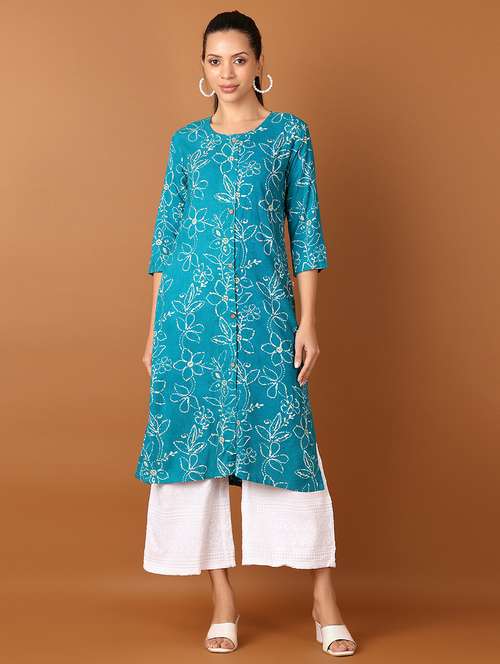 women three quarter sleeve straight kurta - 21522884 - Very Small Image - 1