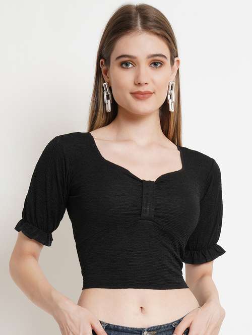 women solid sweetheart neck crop top - 21525068 - Very Small Image - 1