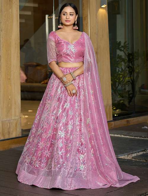 women pink flared lehenga - 21528006 - Very Small Image - 1