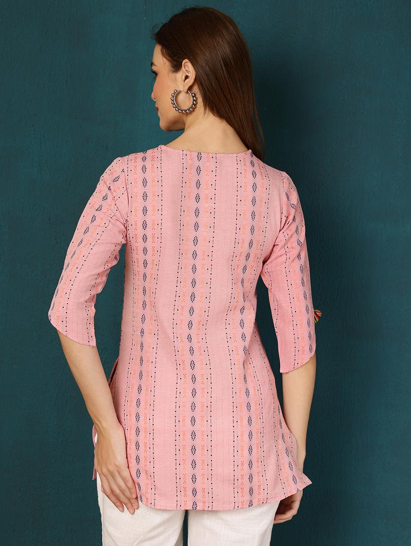 women three quarter sleeve straight kurti - 21529500 - Standard Image - 3