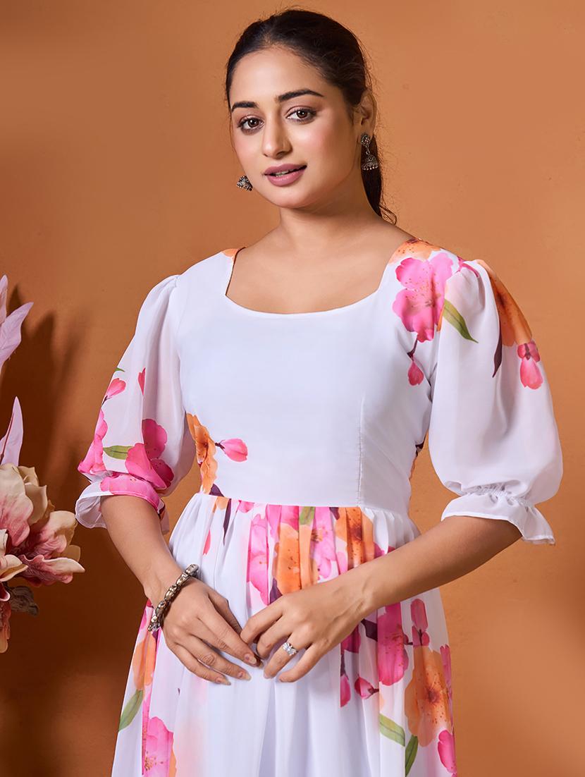women floral print puff sleeves tiered dress - 21529584 - Standard Image - 3