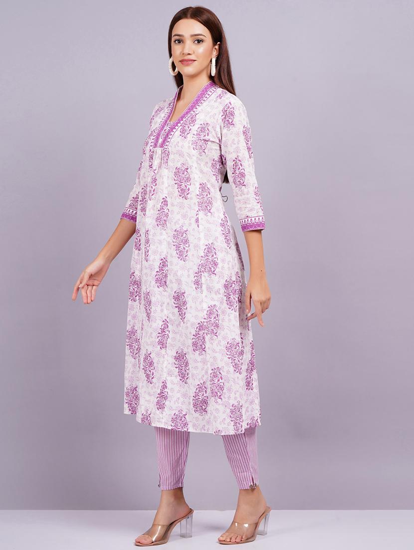 women floral three quarter sleeve suit set - 21530008 - Standard Image - 2