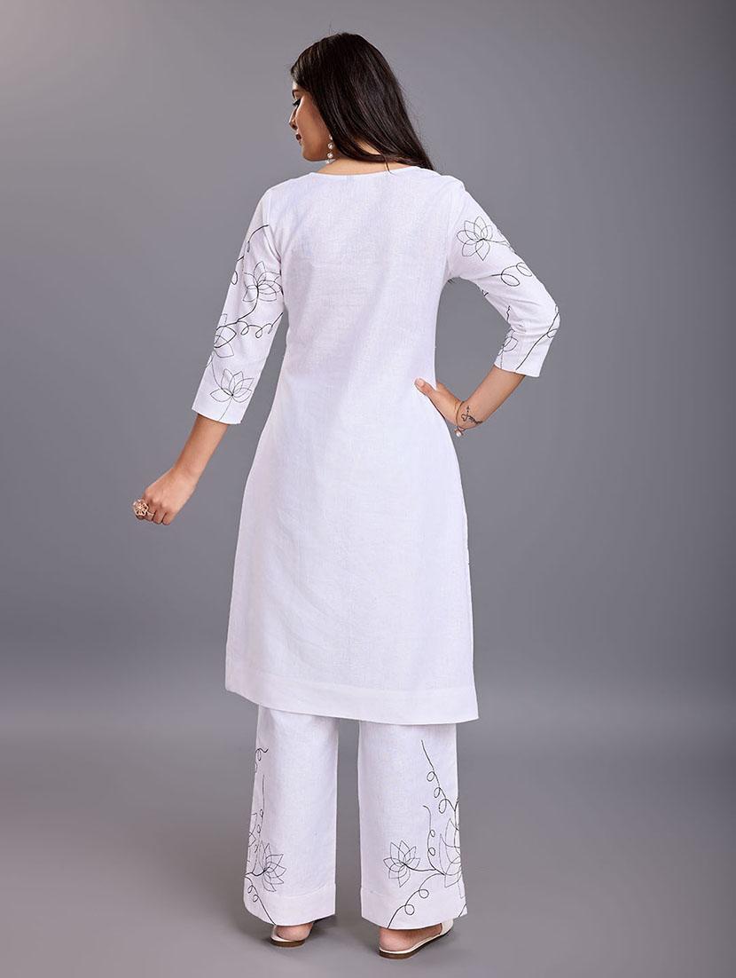 women white cotton blend top and trouser co-ord set - 21530151 - Zoom Image - 3
