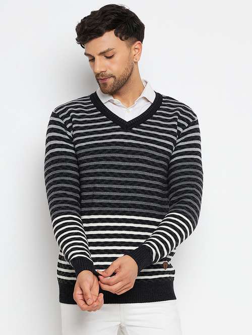men self design long sleeve pullover - 21530425 - Very Small Image - 1