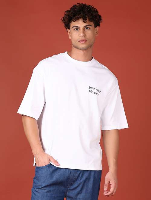 white cotton front print tshirt - 21531515 - Very Small Image - 1