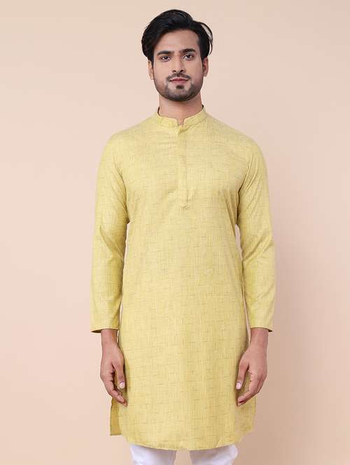 men self design mandarin neck kurta  - 21532228 - Very Small Image - 1