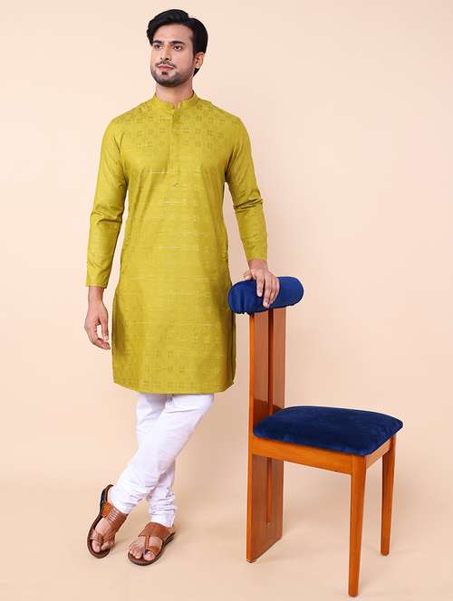 men self design kurta churidar ethnic wear set - 21533038 - Very Small Image - 1