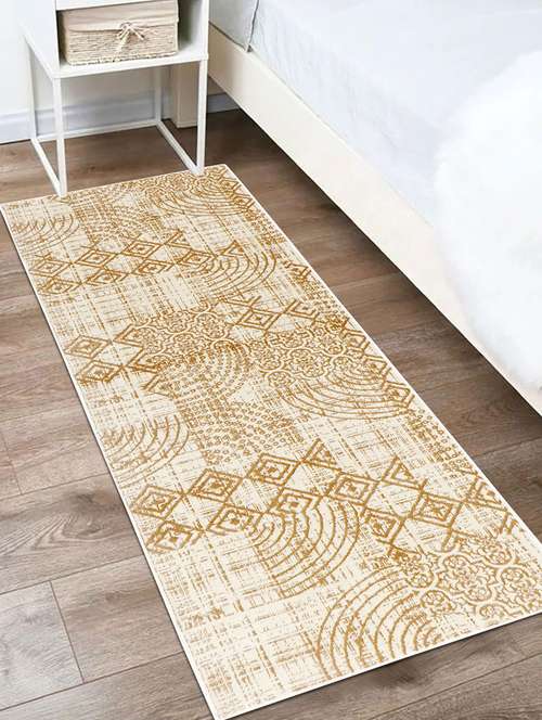 modefe 2x6 feet runner rug carpet beige geometric printed primium persian carpets for bedroom - 21533095 - Very Small Image - 1