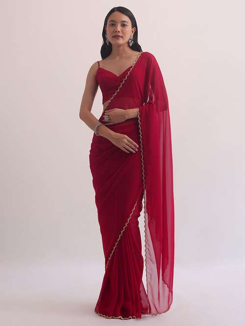 women solid embroidered saree with blouse - 21536554 - Very Small Image - 1