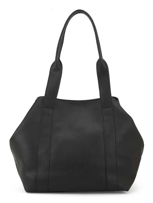 globus women black vegan leather textured shoulder bag - 21541615 - Very Small Image - 1