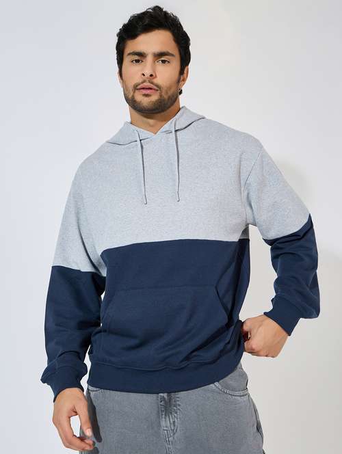 men color blocked long sleeve hoocded sweatshirt - 21544810 - Very Small Image - 1