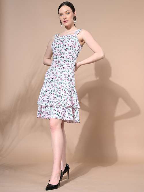 women white floral printed layered dress - 21547142 - Very Small Image - 1