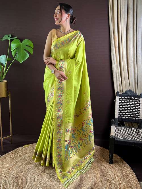 women self design jacquard work paithani saree with blouse - 21548707 - Very Small Image - 1