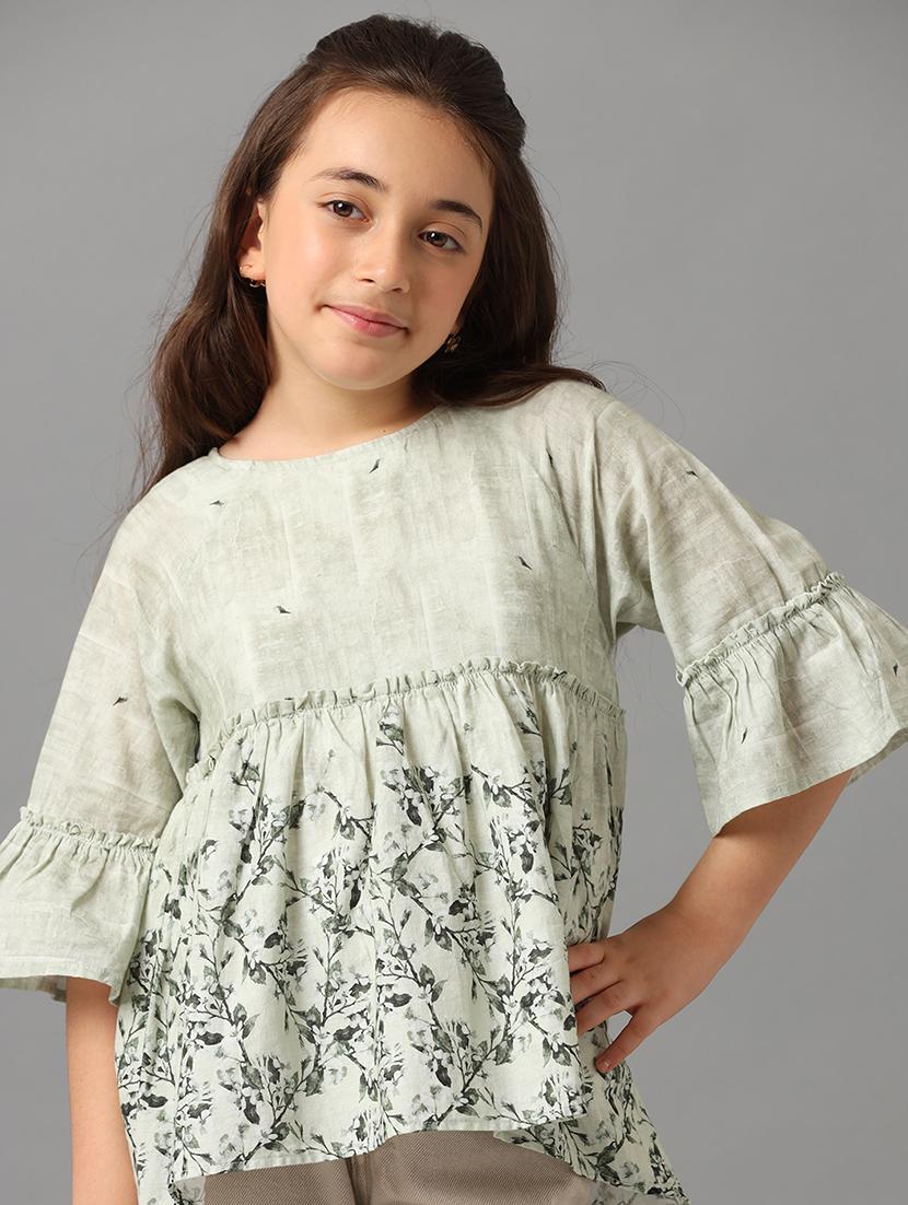 girls round neck floral printed regular top - 21549532 - Standard Image - 3