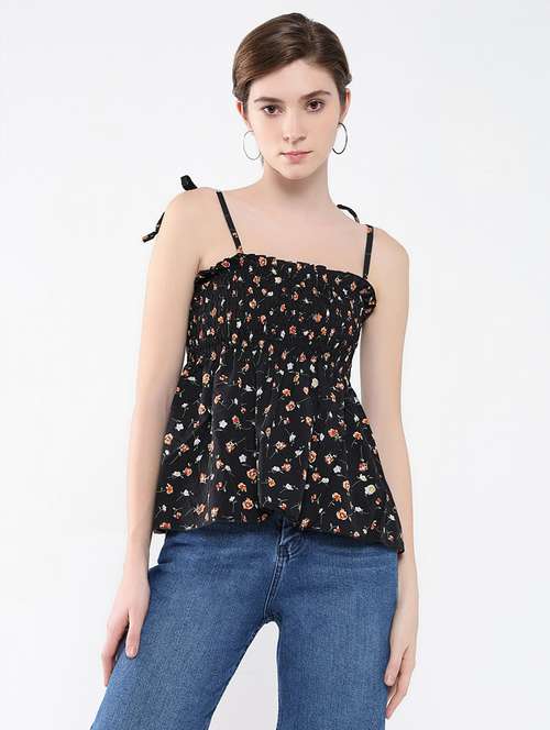 women black floral printed peplum top - 21554051 - Very Small Image - 1