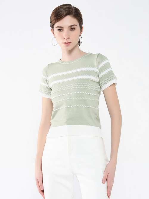 women green self-designed regular top - 21554055 - Very Small Image - 1