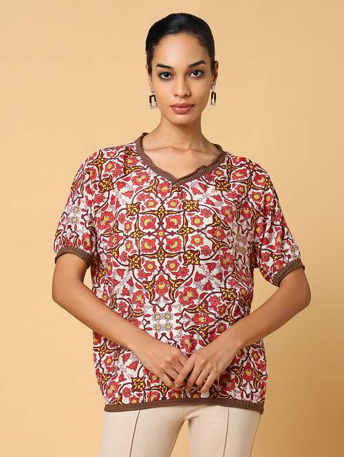 women red printed regular top - 21554099 - Very Small Image - 1