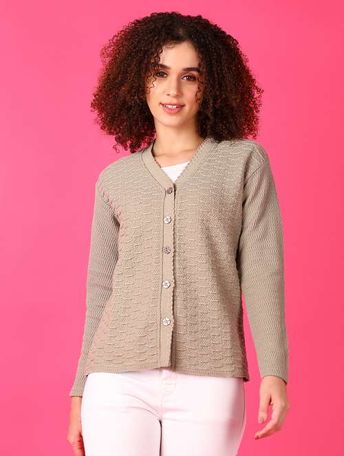 women self designed long sleeve cardigan - 21554760 - Very Small Image - 1