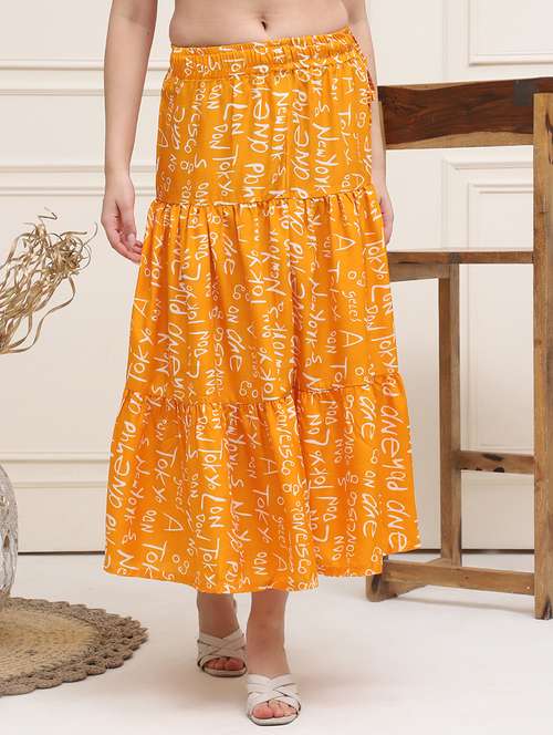 women printed tiered midi skirt - 21555431 - Very Small Image - 1