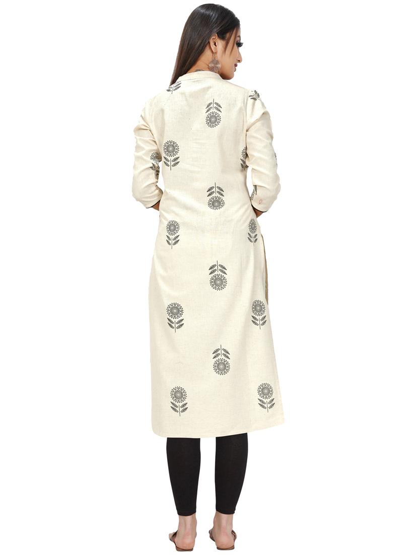 women three quarter sleeve straight kurta - 21557650 - Standard Image - 2