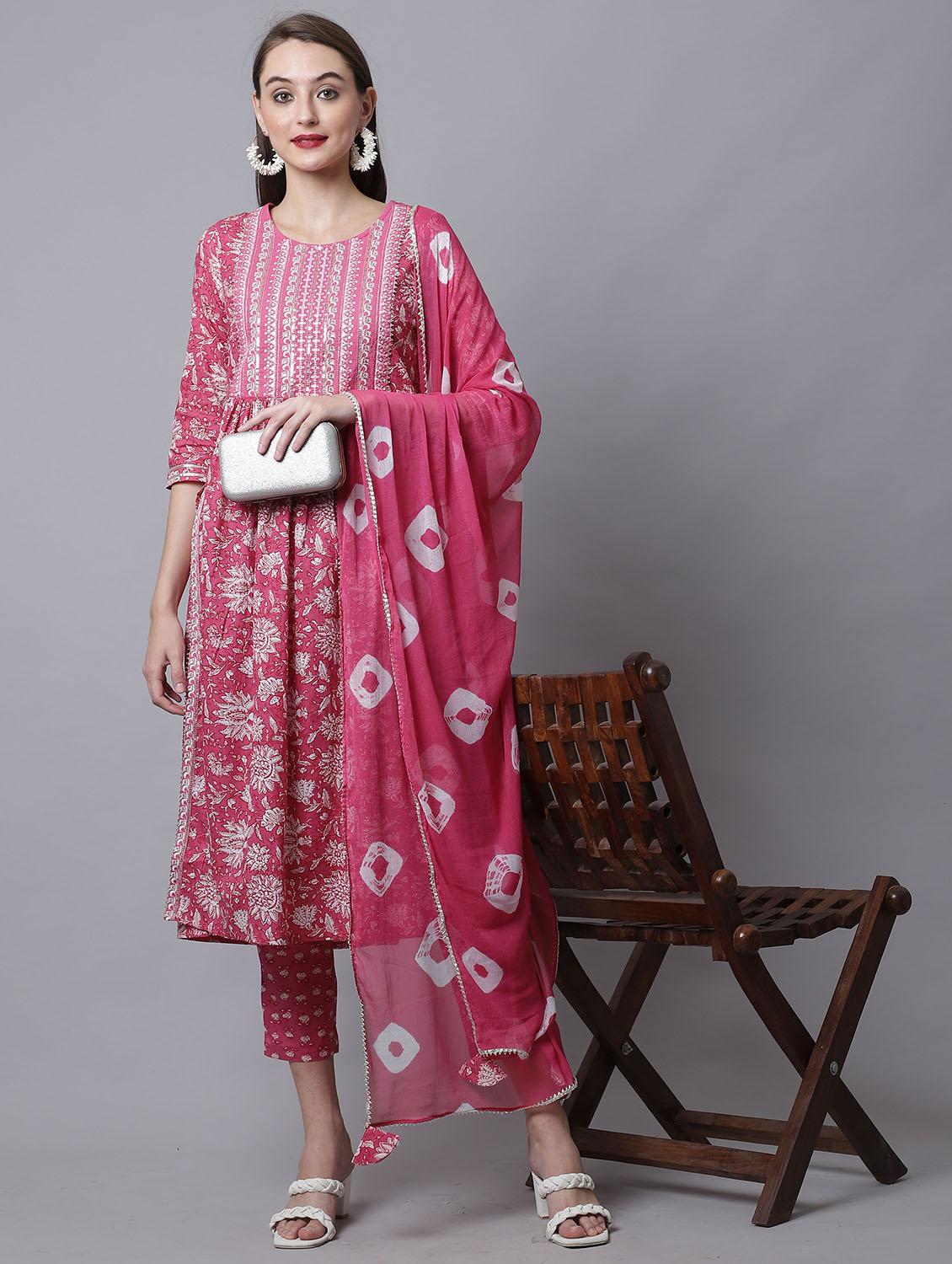 women floral round neck suit set - 21558598 - Standard Image - 4