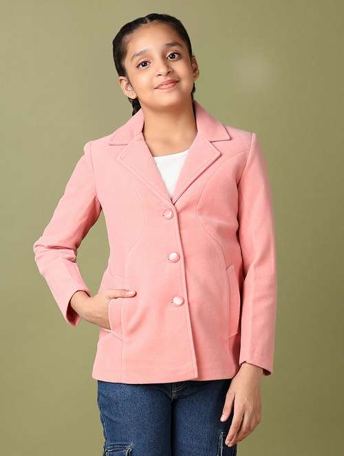 girls pink solid long sleeve blazer - 21558930 - Very Small Image - 1