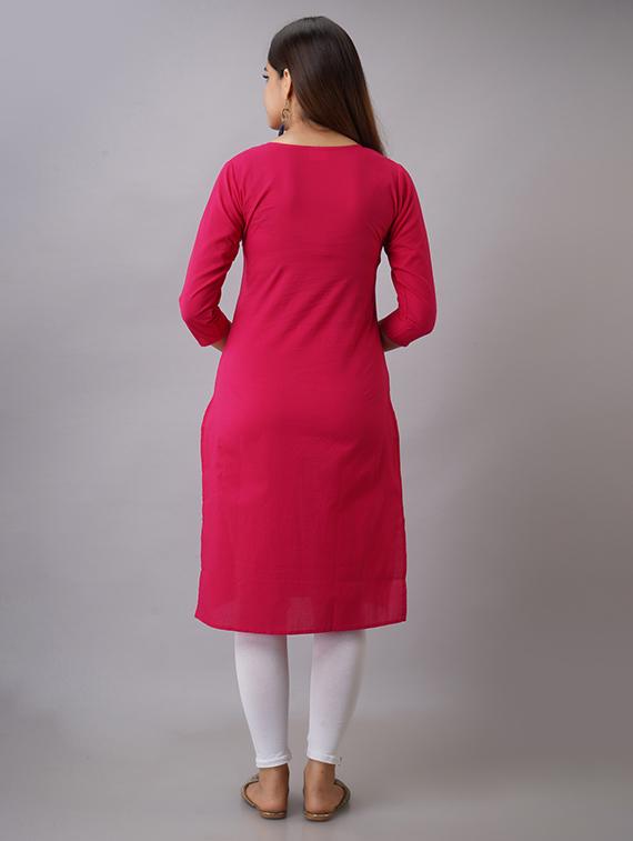 women yoke embroidered notch neck straight kurta - 21561809 - Zoom Image - 3