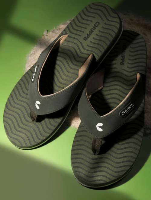 men olive slip on slipper - 21561914 - Very Small Image - 1