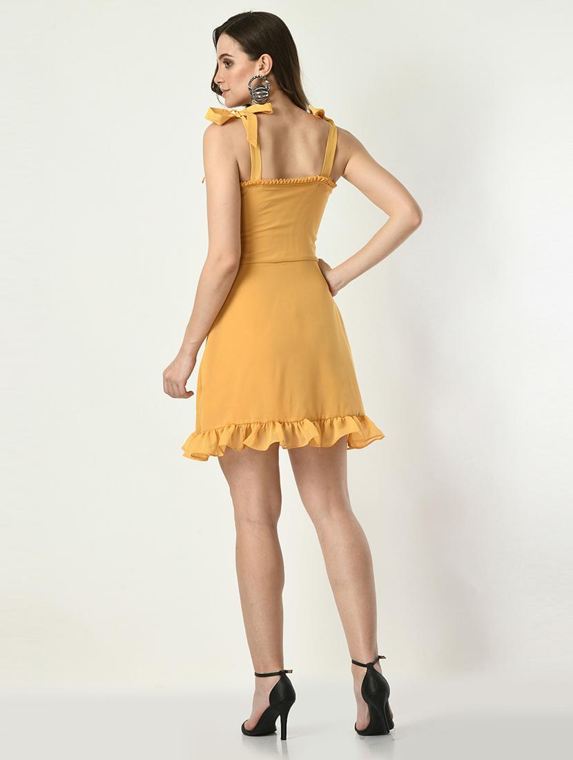 women mustard solid tiered dress - 21565508 - Zoom Image - 4