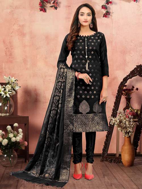 women black self design unstitched suit - 21566718 - Very Small Image - 1