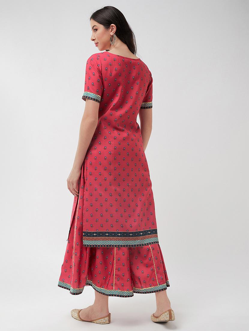 women pink floral kurta sharara set - 21567187 - Standard Image - 3