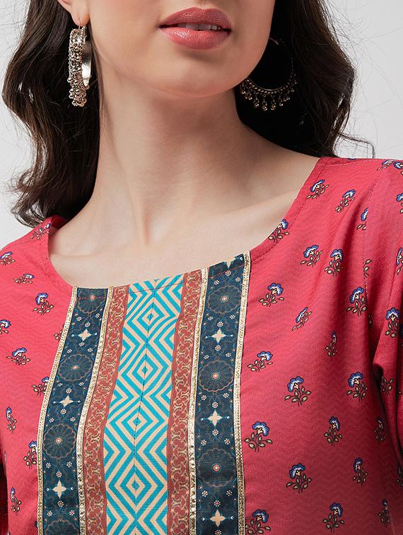 women pink floral kurta sharara set - 21567187 - Standard Image - 5