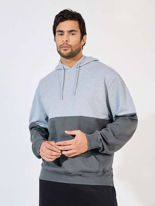men hooded color block sweatshirt - 21569279 - Very Small Image - 1