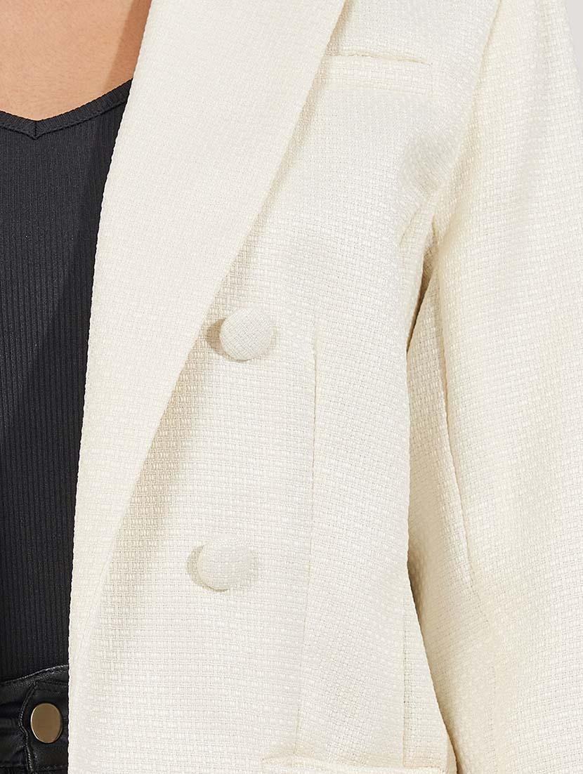 women beige solid double breasted blazer - 21571532 - Standard Image - 3