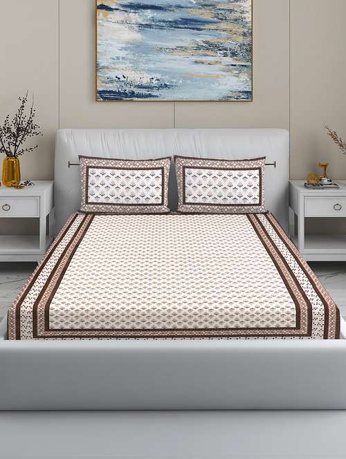 modefe 144 tc cotton 1 king bedsheet with 2 pillow covers - 21571535 - Very Small Image - 1