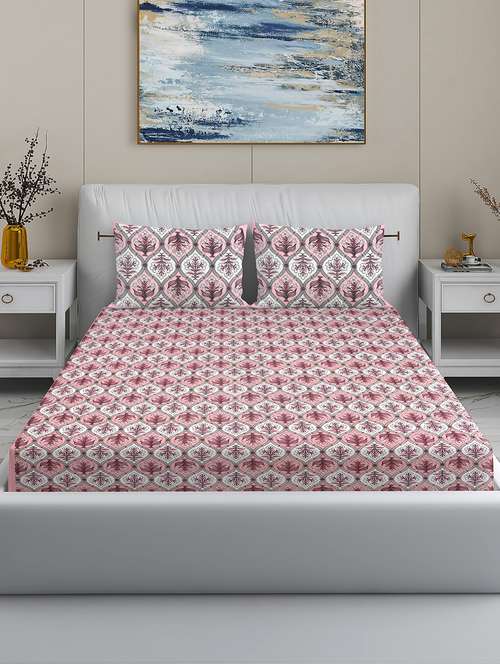 modefe 144 tc cotton 1 king bedsheet with 2 pillow covers - 21571552 - Very Small Image - 1