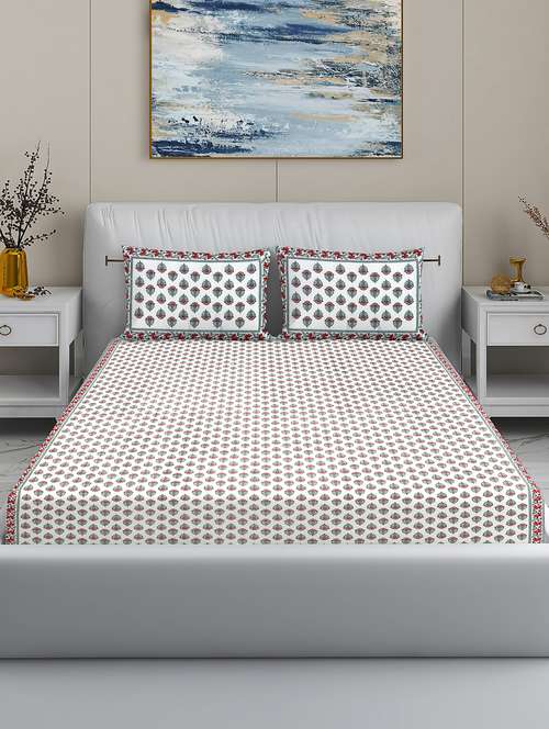 modefe 144 tc cotton 1 king bedsheet with 2 pillow covers - 21571554 - Very Small Image - 1