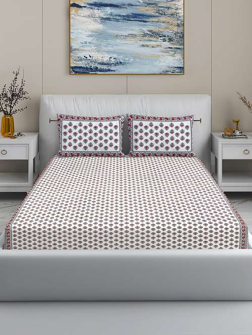 modefe 144 tc cotton 1 king bedsheet with 2 pillow covers - 21571556 - Very Small Image - 1